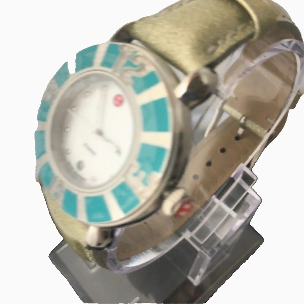 Michele Coral Turquoise 43 Diamonds Watch MW14B01F6025 SS Sapphire Crystal Swiss - Picture 11 of 16